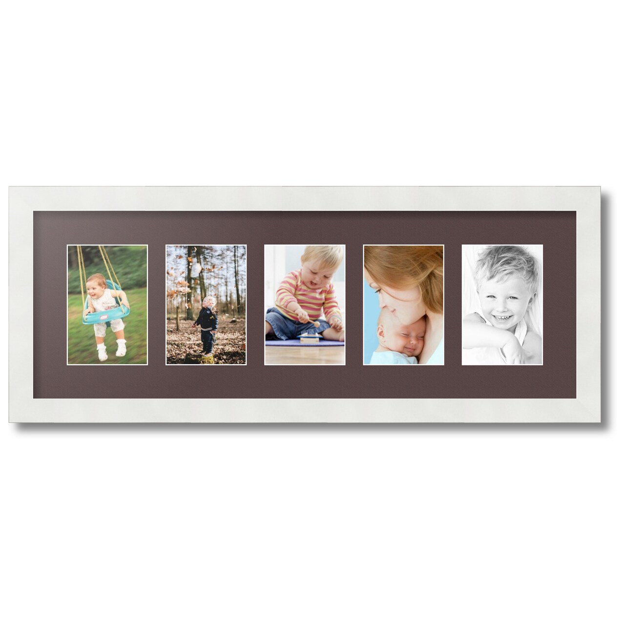 ArtToFrames Collage Photo Picture Frame with 5 - 4x6 inch Openings, Framed in White with Over 62 Mat Color Options and Plexi Glass (CSM-3966-153)